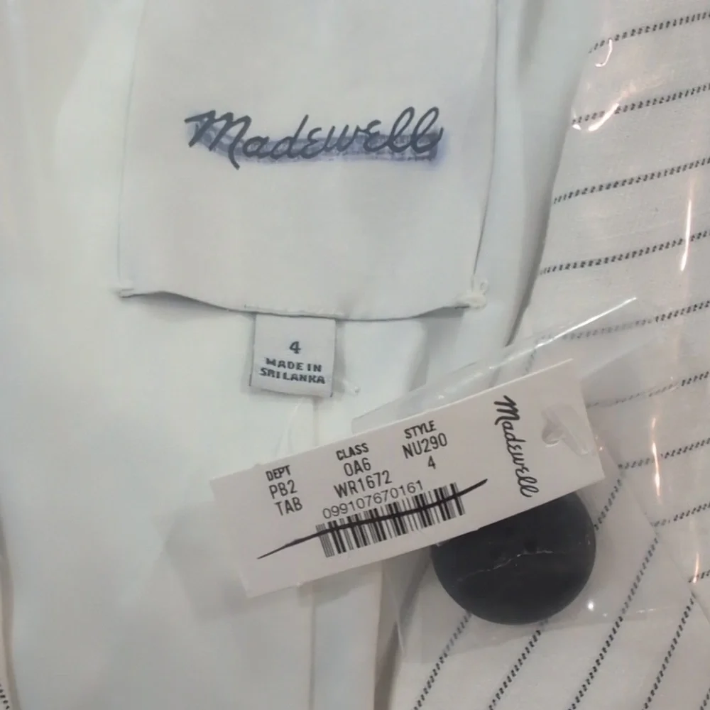 NWT! MADEWELL Relaxed Blazer in Pinstripe Linen Blend NU290_11